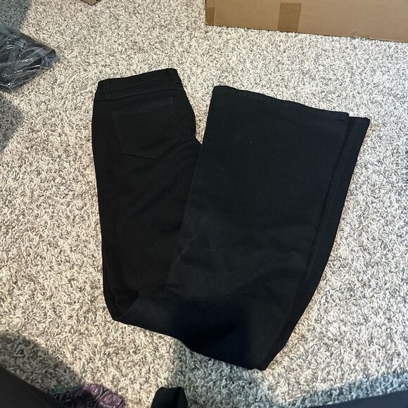 1822 Denim Black Wide Flare Leg Mid Rise Denim Jeans Size 0/25 New - Picture 7 of 7